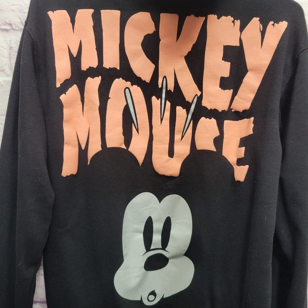 Disney Mickey Mouse Wink Hoodie Size S Spooky Halloween Front Back Puffy Print‎ - Picture 6 of 9